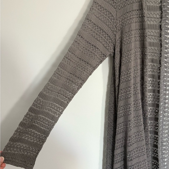 Aeropostale Womens Large Open Knit Duster Cardigan Gray Boho Fairy Grunge - Picture 3 of 10